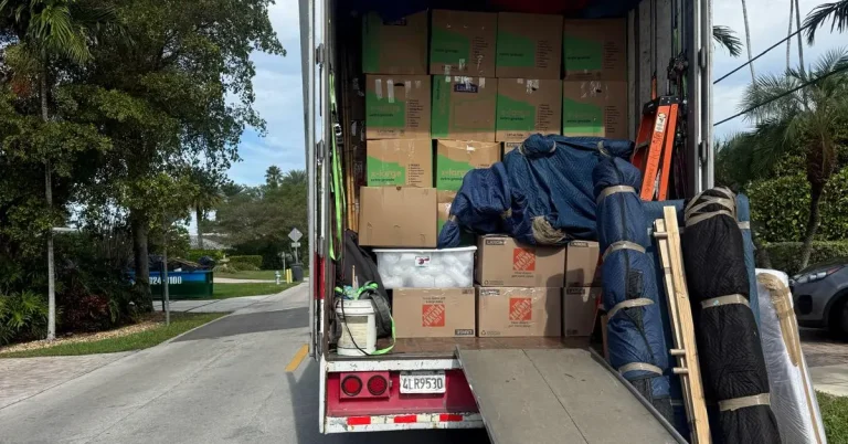 truck full of partial packing boxes